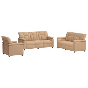vidaXL Set pohovek 3 pcs Cappuccino Uměl&aacute; kůže