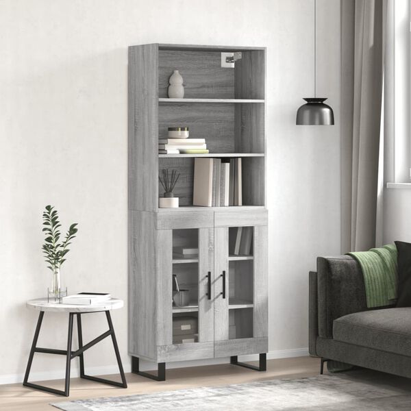 vidaXL Skř&iacute;ň highboard &scaron;ed&aacute; sonoma 69,5 x 34 x 180 cm kompozitn&iacute; dřevo