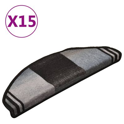 vidaXL Samolepící nášlapy na schody 15 ks černo-šedé 65 x 21 x 4 cm