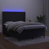 vidaXL Box spring postel s matrac&iacute; a LED čern&aacute; 140x190 cm samet