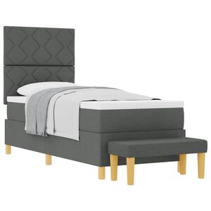 vidaXL Postel s boxspringem s čelo Tmavě &scaron;ed&aacute; 200 x 80 cm textil