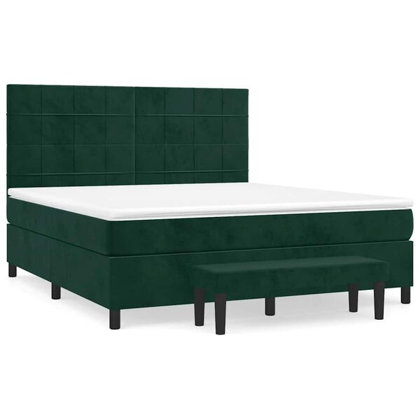 vidaXL Box spring postel s matrac&iacute; tmavě zelen&aacute; 160x200 cm samet