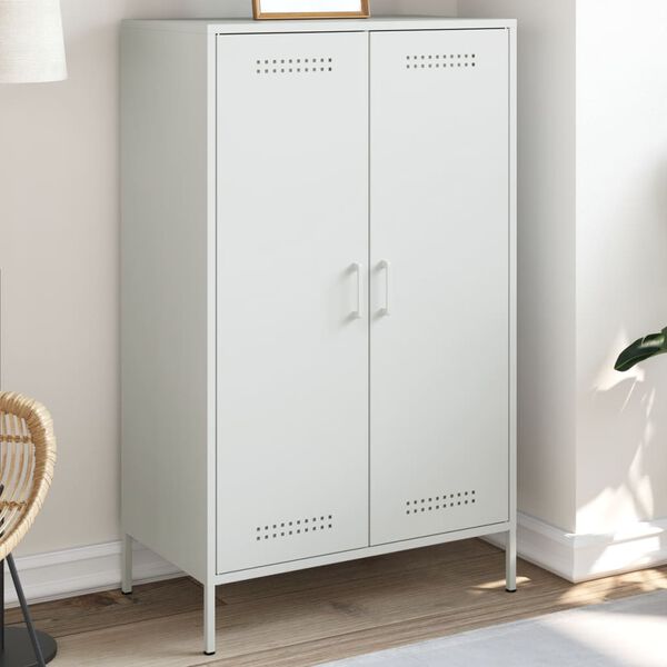 vidaXL Skříň highboard bílá 68 x 39 x 113 cm ocel