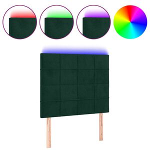 vidaXL Čelo postele s LED tmavě zelen&aacute; 100x5x118/128 cm samet
