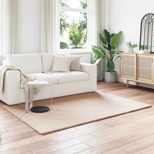 vidaXL Koberec z uměl&eacute; kr&aacute;lič&iacute; kože&scaron;iny Olite Taupe 140 x 200 cm