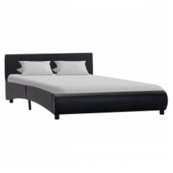 vidaXL R&aacute;m postele s LED světlem čern&yacute; uměl&aacute; kůže 140 x 200 cm