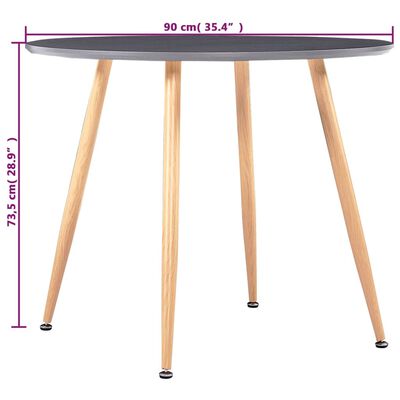vidaXL Jídelní stůl šedý a dubový 90 x 73,5 cm MDF
