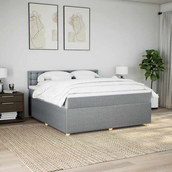 vidaXL Box spring postel s matrac&iacute; světle &scaron;ed&aacute; 180 x 200 cm textil
