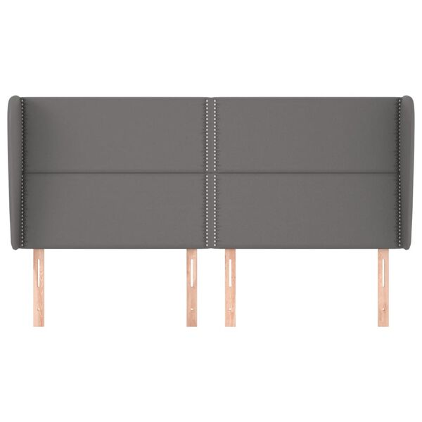 vidaXL Čelo postele typu u&scaron;&aacute;k tmavě &scaron;ed&aacute; 183x23x118/128 cm uměl&aacute; kůže