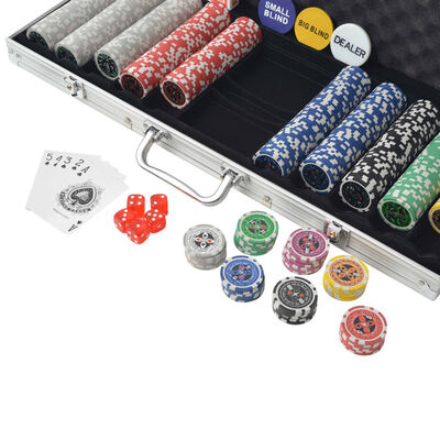 vidaXL Poker set s 500 laserovými žetony z hliníku