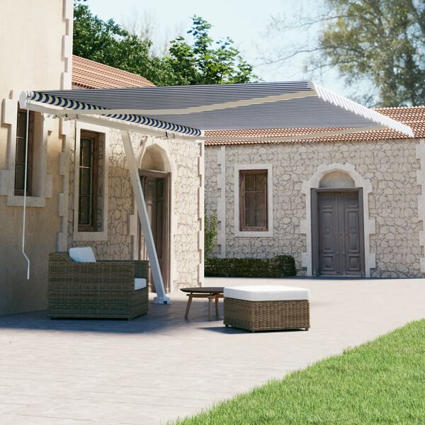 vidaXL Volně stoj&iacute;c&iacute; ručně zatahovac&iacute; mark&yacute;za 400 x 300 cm modrob&iacute;l&aacute;