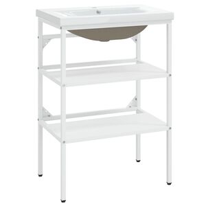 vidaXL Koupelnov&yacute; r&aacute;m s vestavěn&yacute;m umyvadlem b&iacute;l&yacute; železo