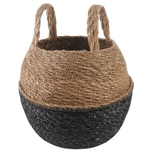 vidaXL Květin&aacute;č s &uacute;chyty Čern&aacute; &Oslash; 22 x 20 cm 100% mořsk&aacute; tr&aacute;va