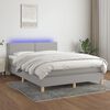 vidaXL Box spring postel s matrac&iacute; a LED světle &scaron;ed&aacute; 140x190 cm textil