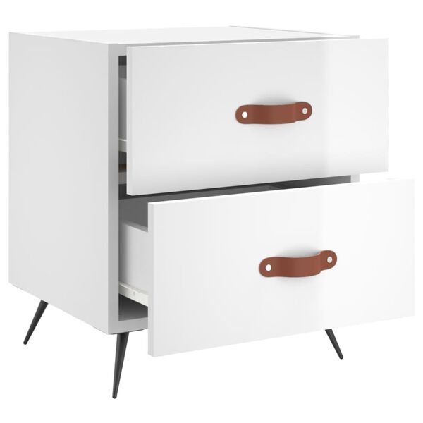 vidaXL Nočn&iacute; stolek b&iacute;l&yacute; vysok&yacute; lesk 40x35x47,5 cm kompozitn&iacute; dřevo