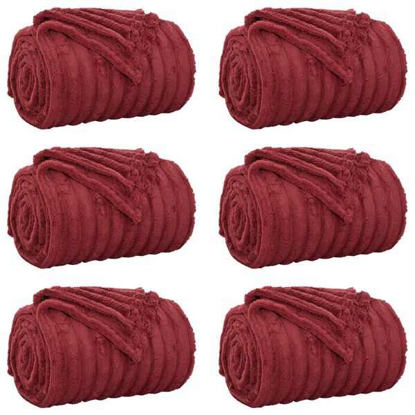 vidaXL Dekoračn&iacute; deky 6 pcs Bordeaux červen&aacute; 270 x 240 cm Fleece