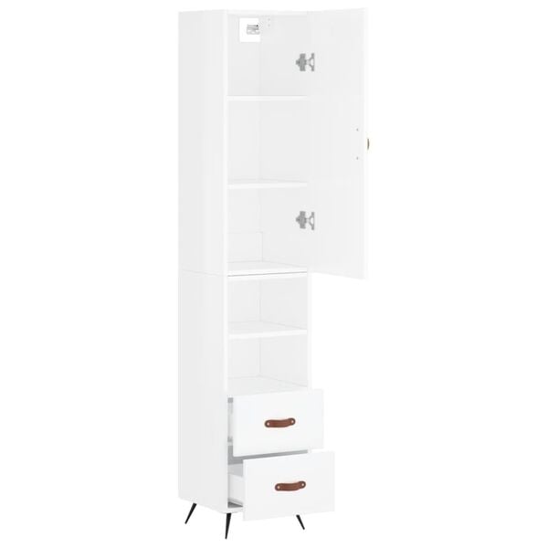 vidaXL Skř&iacute;ň highboard b&iacute;l&aacute; s vysok&yacute;m leskem 34,5x34x180 cm kompozit