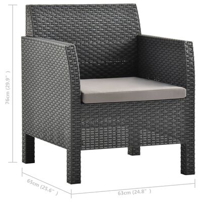 vidaXL Zahradní židle s poduškami 2 ks PP ratan antracitové