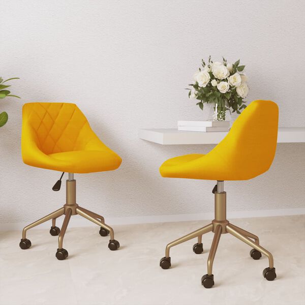 vidaXL Otočn&eacute; j&iacute;deln&iacute; židle 2 ks hořčicově žlut&eacute; samet