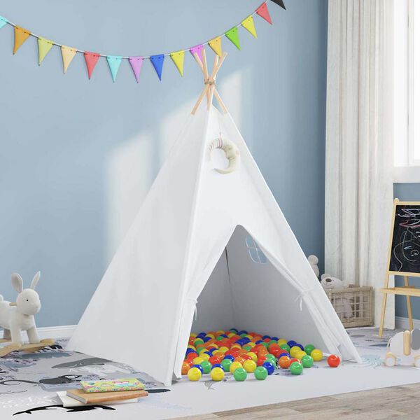vidaXL Teepee stan Bílá 120 x 120 x 150 cm Tkanina & Plast