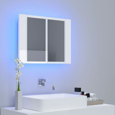 vidaXL LED koupelnová skříňka se zrcadlem lesklá bílá 60x12x45cm akryl