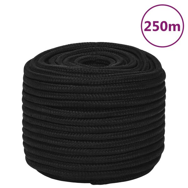 vidaXL Pracovní lano černé 14 mm 250 m polyester