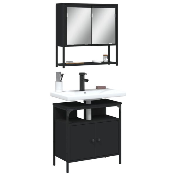 vidaXL 2dílný set koupelnového nábytku černý kompozitní dřevo