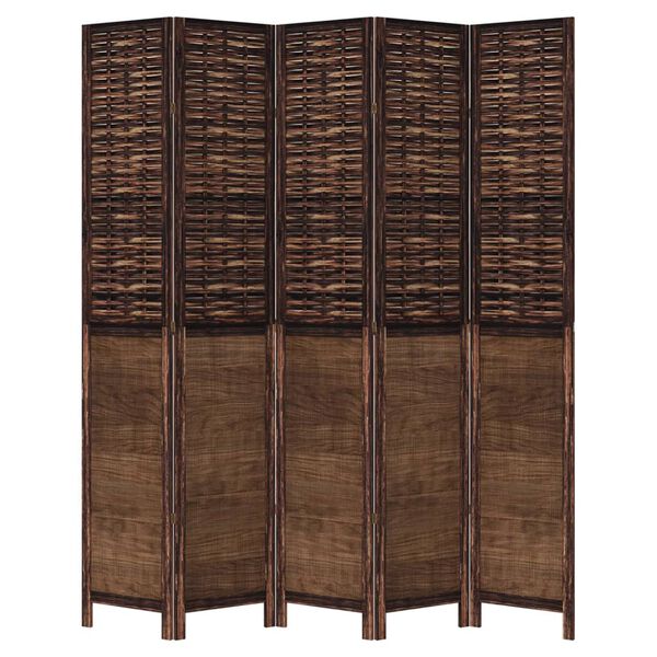 vidaXL Paraván 5dílný tmavě hnědý masivní dřevo pavlovnie