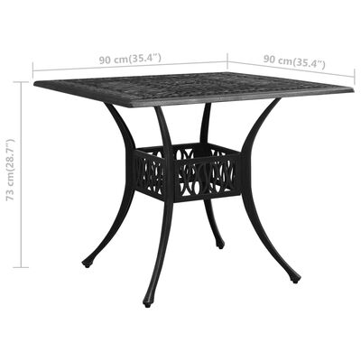 vidaXL Zahradní stůl černý 90 x 90 x 73 cm litý hliník