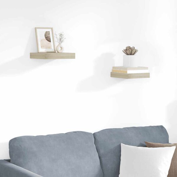 vidaXL Plovouc&iacute; n&aacute;stěnn&eacute; police 2 ks dub 23 x 23,5 x 3,8 cm MDF