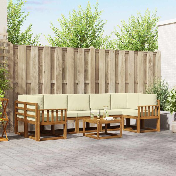 vidaXL Venkovn&iacute; pohovkov&aacute; souprava 8 pcs Přirozen&aacute; a Kr&eacute;mov&aacute;