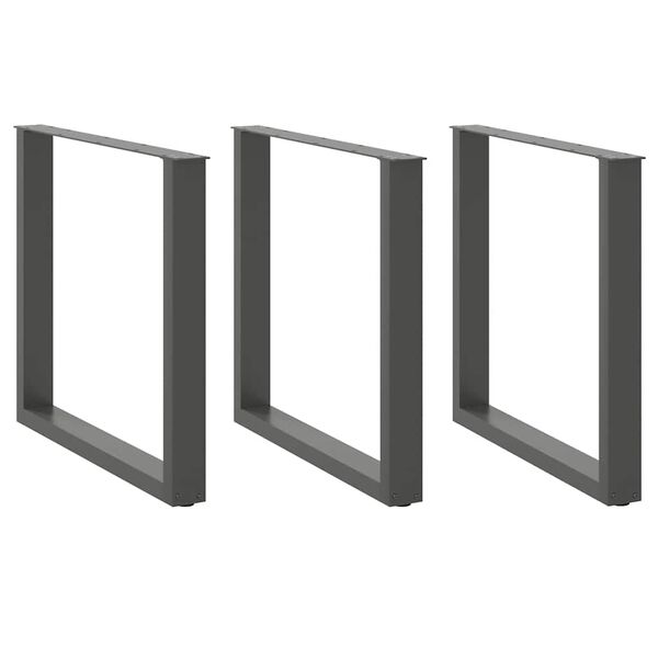 vidaXL Nohy k j&iacute;deln&iacute;mu stolu ve tvaru U, 3 ks, antracitov&eacute;, 90 x (72-73) cm, ocel