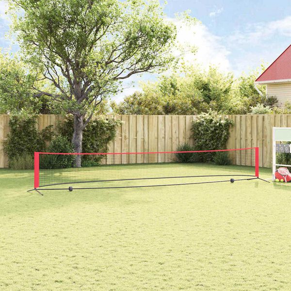 vidaXL Tenisov&aacute; s&iacute;ť Čern&aacute; a červen&aacute; 595 x 90,5 x 87 cm Polyester