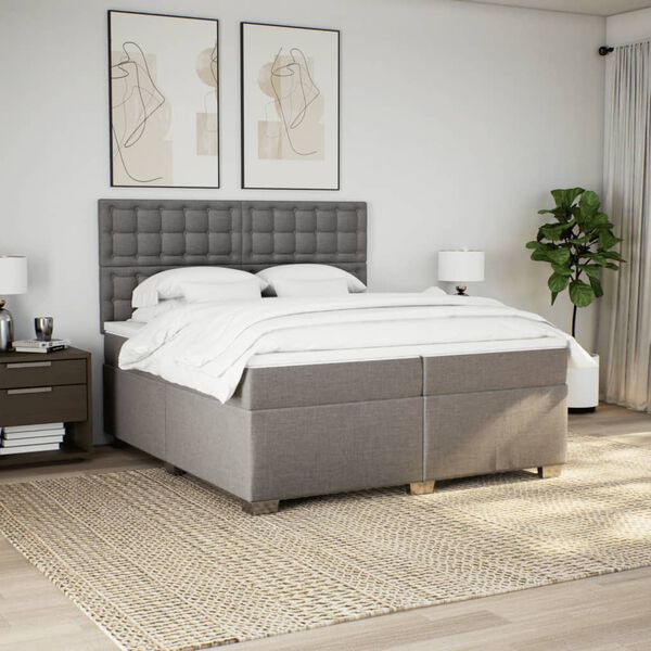 vidaXL Box spring postel s matrac&iacute; taupe 200x200 cm textil