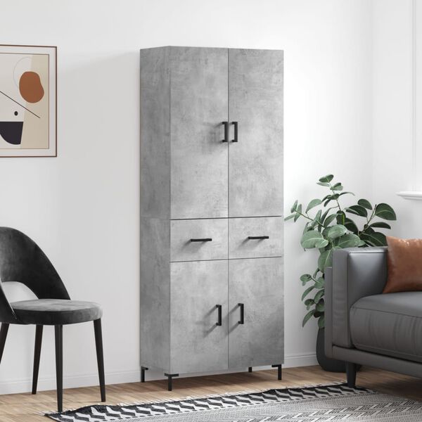 vidaXL Skř&iacute;ň highboard betonově &scaron;ed&aacute; 69,5x34x180 cm kompozitn&iacute; dřevo