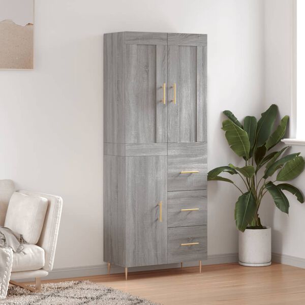 vidaXL Skř&iacute;ň highboard &scaron;ed&aacute; sonoma 69,5 x 34 x 180 cm kompozitn&iacute; dřevo