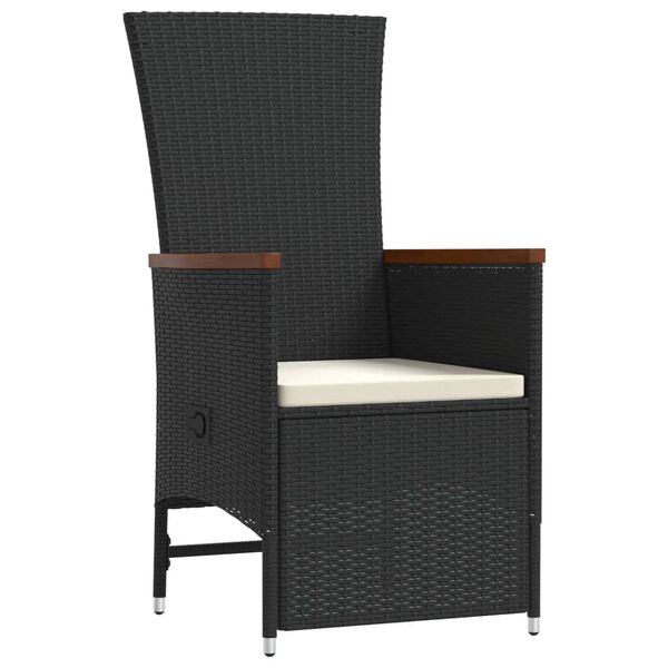 vidaXL 9d&iacute;ln&yacute; zahradn&iacute; j&iacute;deln&iacute; set s podu&scaron;kami čern&yacute; polyratan