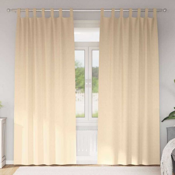 vidaXL Z&aacute;věsy na zatemněn&iacute; s kroužky 2 pcs Kr&eacute;mov&aacute; 225 x 140 cm