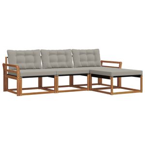 vidaXL Venkovn&iacute; pohovkov&aacute; souprava 4 pcs Př&iacute;rodn&iacute; a světle &scaron;ed&aacute;