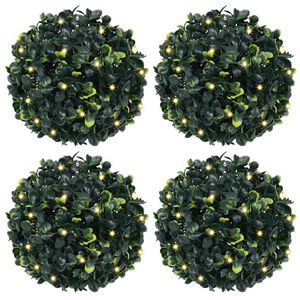 vidaXL Uměl&eacute; buxus koule s LED světly 4 ks zelen&eacute; 12 cm
