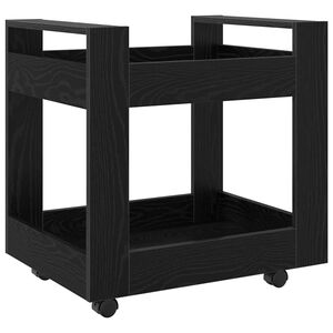 vidaXL Stůl na kolečk&aacute;ch Čern&yacute; dub 60 x 45 x 60 cm Kompozitn&iacute; dřevo