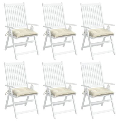 vidaXL Podušky na židli 6 ks krémově bílé 40 x 40 x 7 cm látka oxford