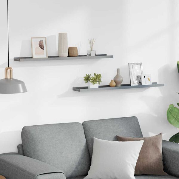 vidaXL Poličky na zarámované obrázky 2 ks šedé 80 x 9 x 3 cm MDF