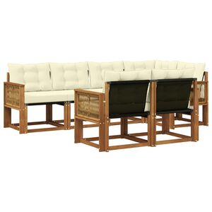 vidaXL Venkovn&iacute; pohovkov&aacute; souprava 7 pcs Přirozen&aacute; a Kr&eacute;mov&aacute;