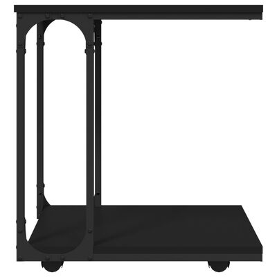 vidaXL Odkládací stolek na kolečkách černý 50 x 35 x 55,5 cm kompozit