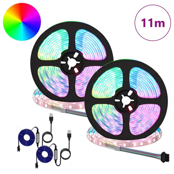 vidaXL LED p&aacute;s 4 pcs Čern&aacute; a průhledn&aacute; 550 x 0,8 x 0,3 cm Měď a plast