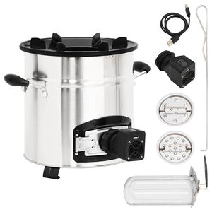 vidaXL Vařič na dřevo s USB ventil&aacute;torem stř&iacute;brn&yacute; 35,5x26x28 cm ocel