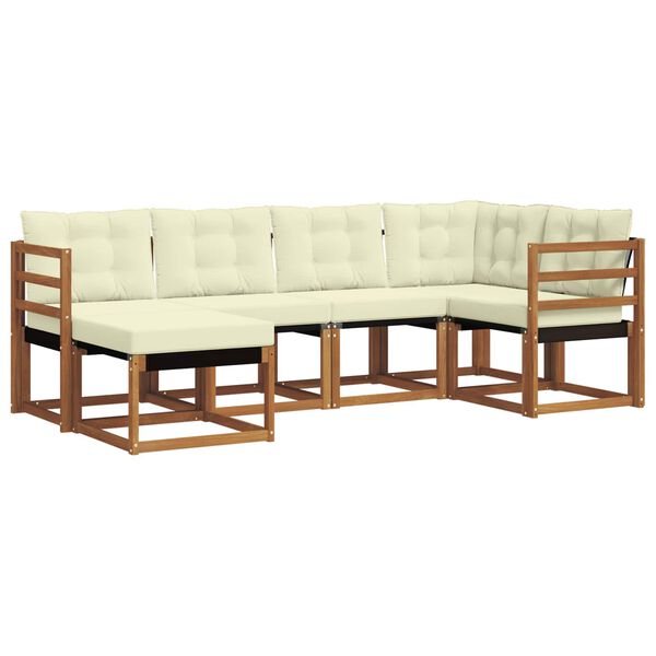 vidaXL Venkovn&iacute; pohovkov&aacute; souprava 6 pcs Přirozen&aacute; a Kr&eacute;mov&aacute;