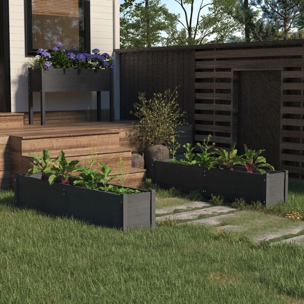 vidaXL Zahradní vyvýšené záhony 2 ks šedé 150x31x31cm masivní borovice