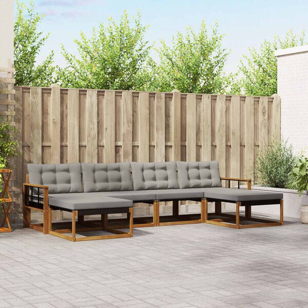 vidaXL Venkovn&iacute; pohovkov&aacute; souprava 6 pcs Př&iacute;rodn&iacute; a světle &scaron;ed&aacute;